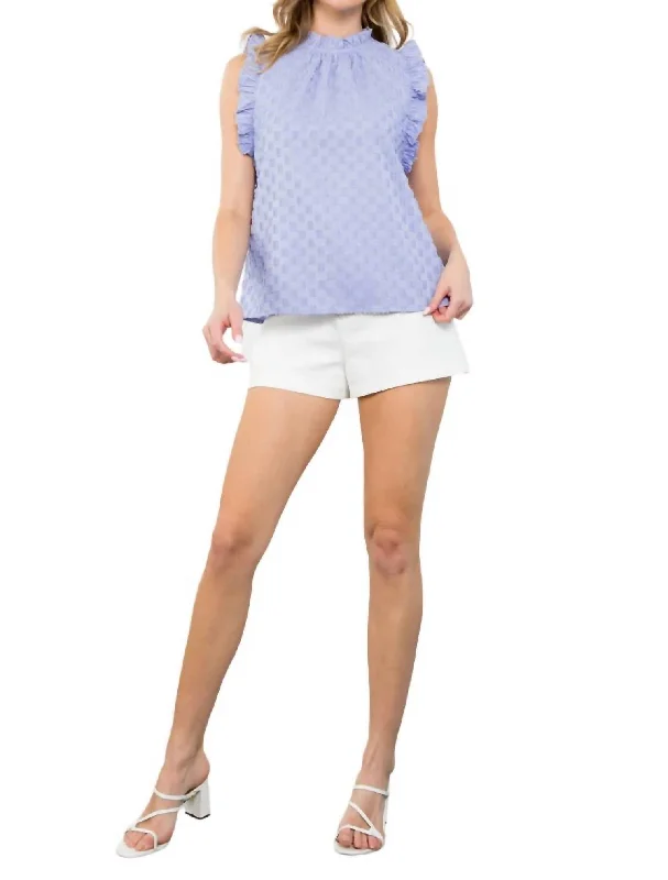 Textured Ruffle Trim Top In Lavender Limited Time Special Offer