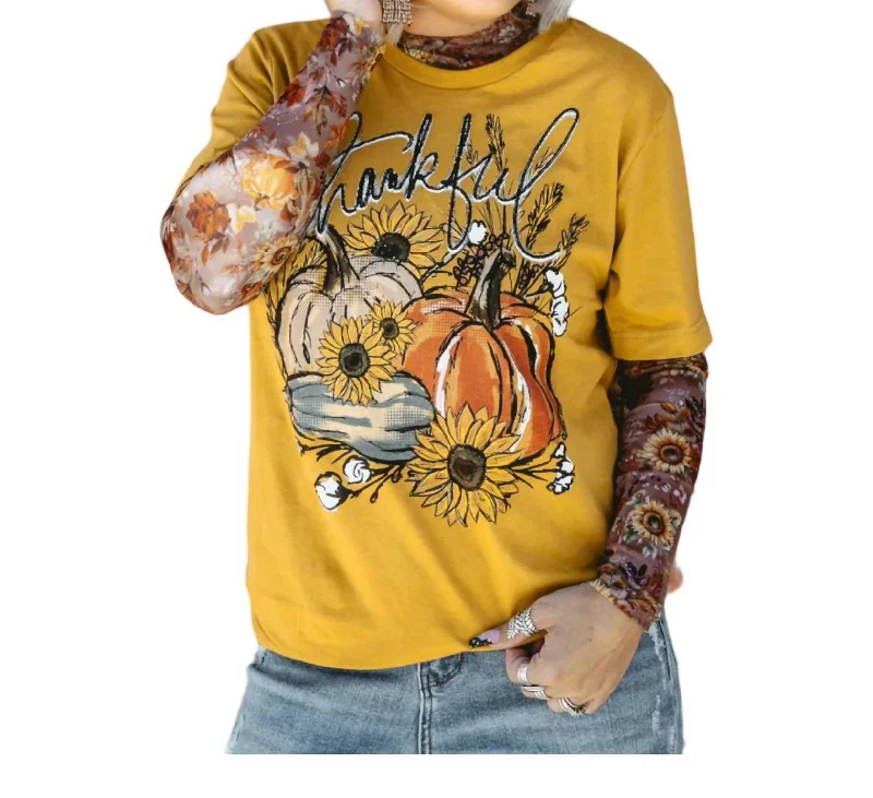 Thankful For Harvest Tee In Mustard Trendy Fashion Sale