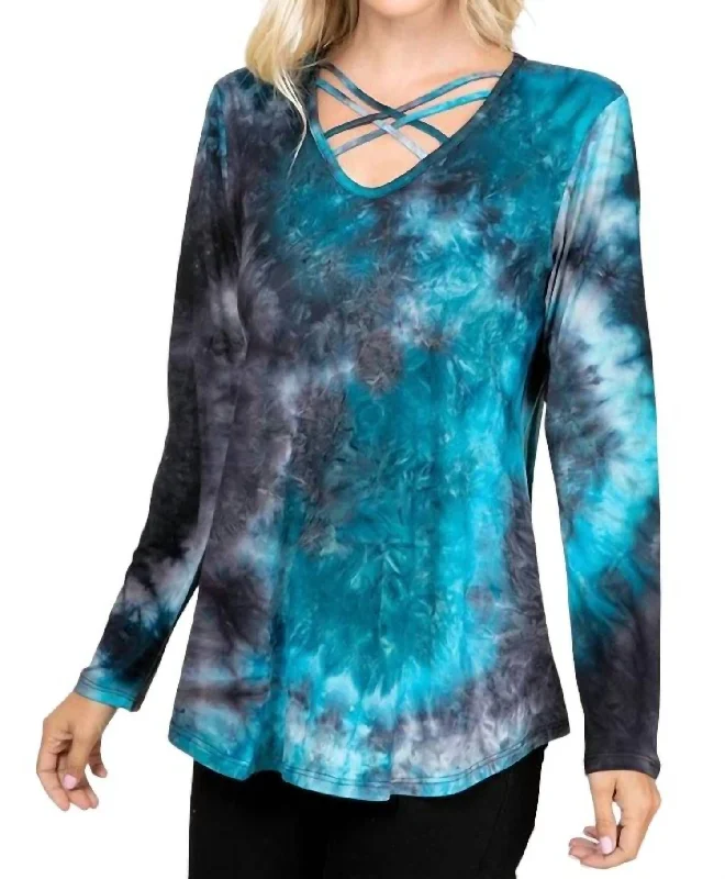 The Kate Tiedye Criss Cross Top In Blue Flash Sale