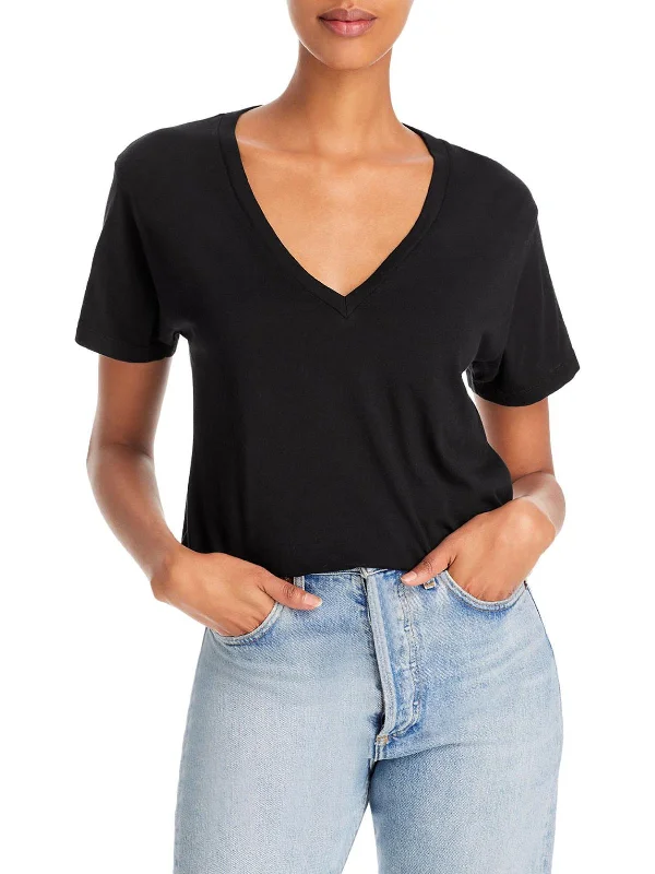 Thea Womens Casual V-Neck T-Shirt Everyday Basics