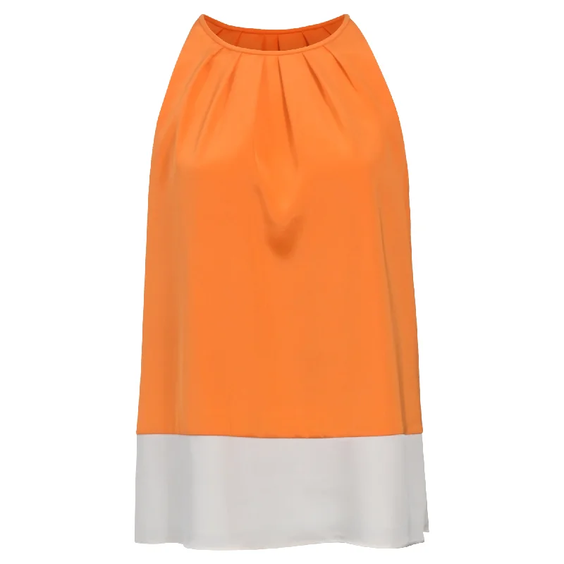 Theory Halter Top in Orange Silk Sophisticated Fashion