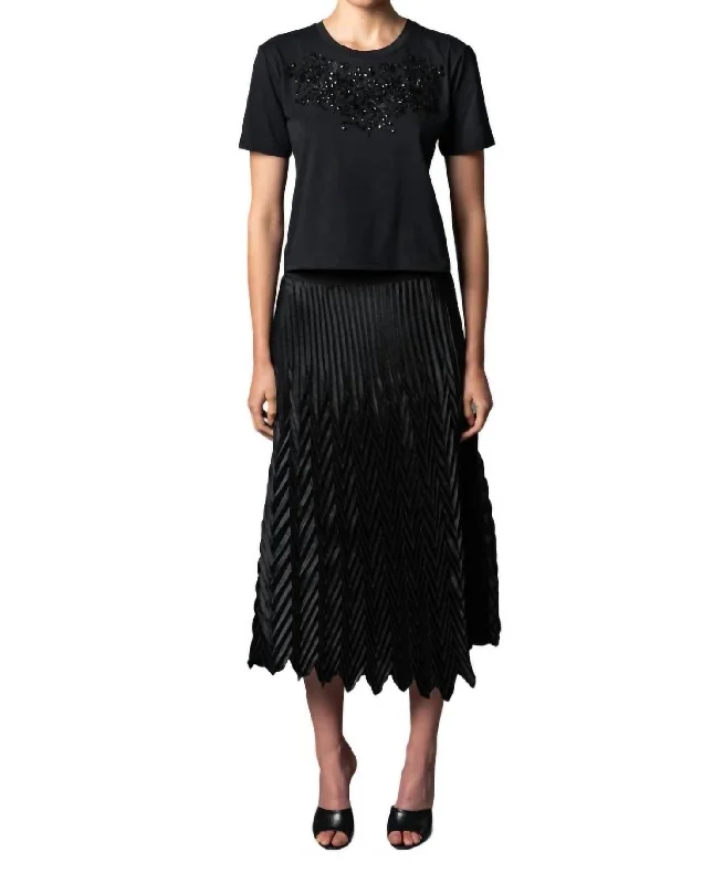 Tiara Tee Top In Embellished Black Evening Elegance