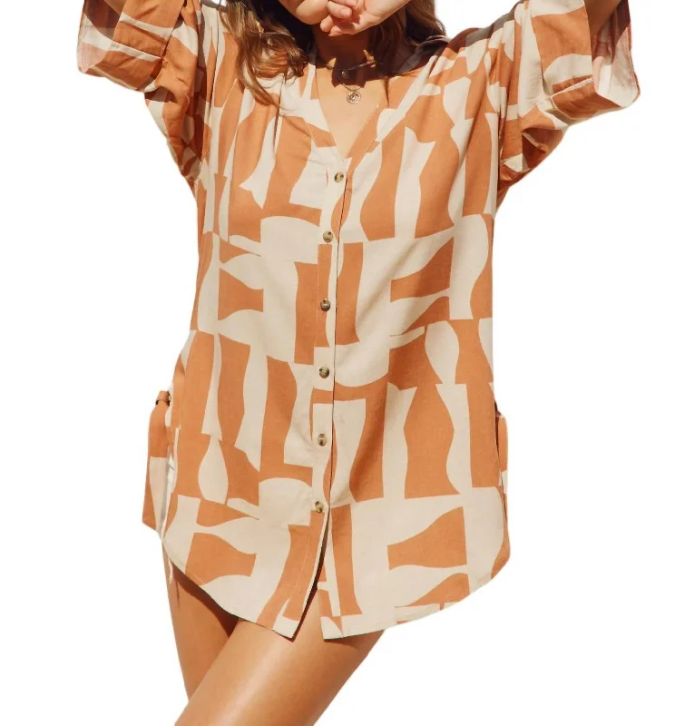 Tie Detail Tunic Shirt In Sun Bleached Seasonal Trends