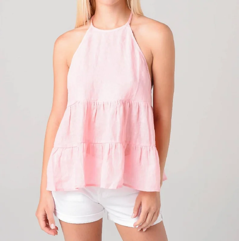 Tiered Halter Top In Apricot Blush Clearance Event