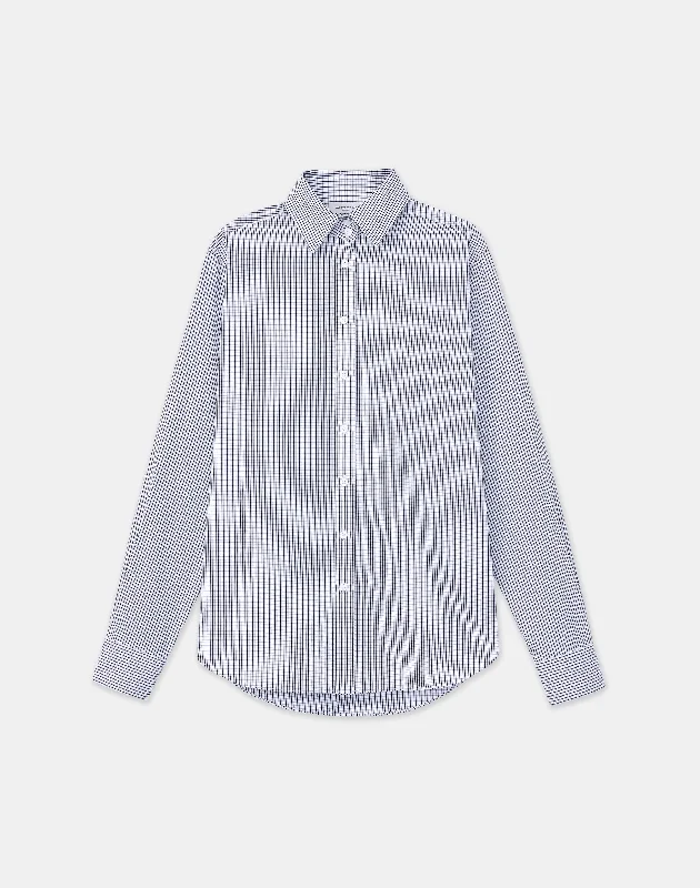 Tile Grid Cotton High Collar Shirt Pastel Styles