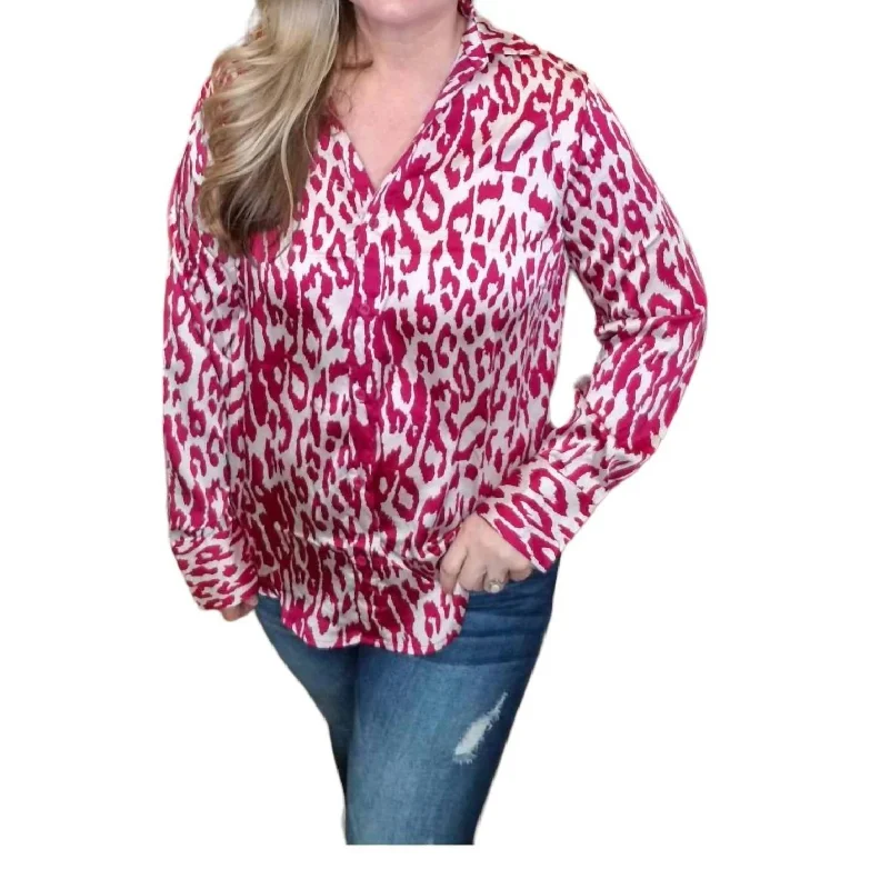 Time To Party Satin Shirt In Fuchsia Chic & Cozy Apparel