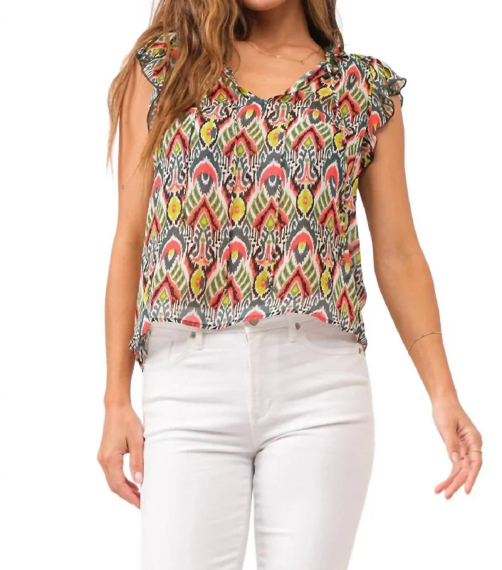 Ullie Keyhole Top In Vivid Tribe Versatile Wardrobe Essentials