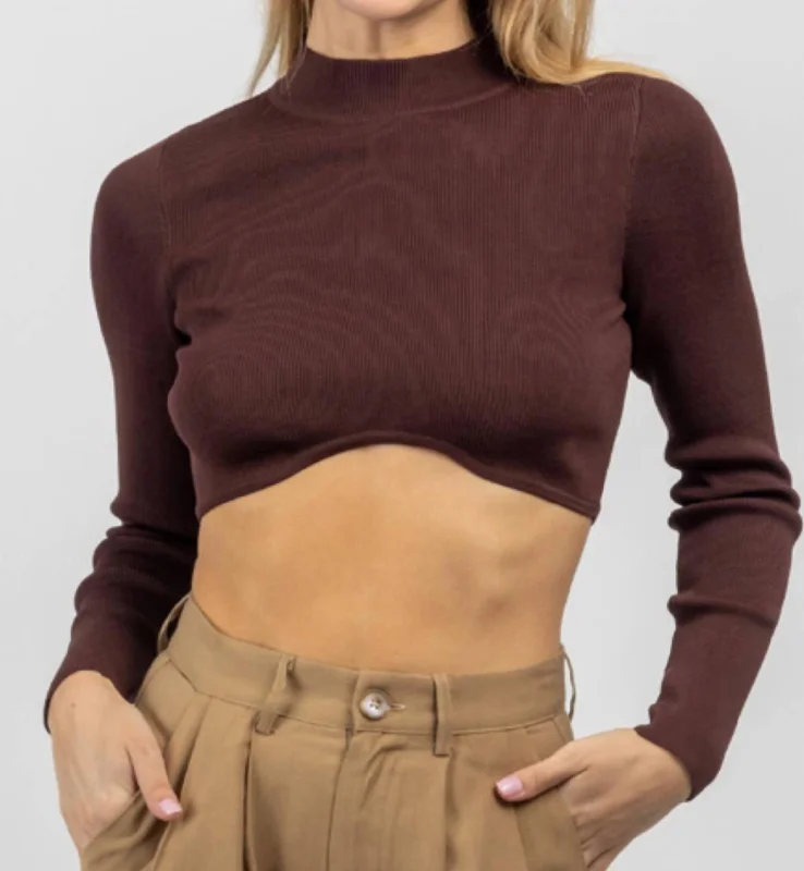 Underbust Mock Crop In Espresso Bean Feminine Charm