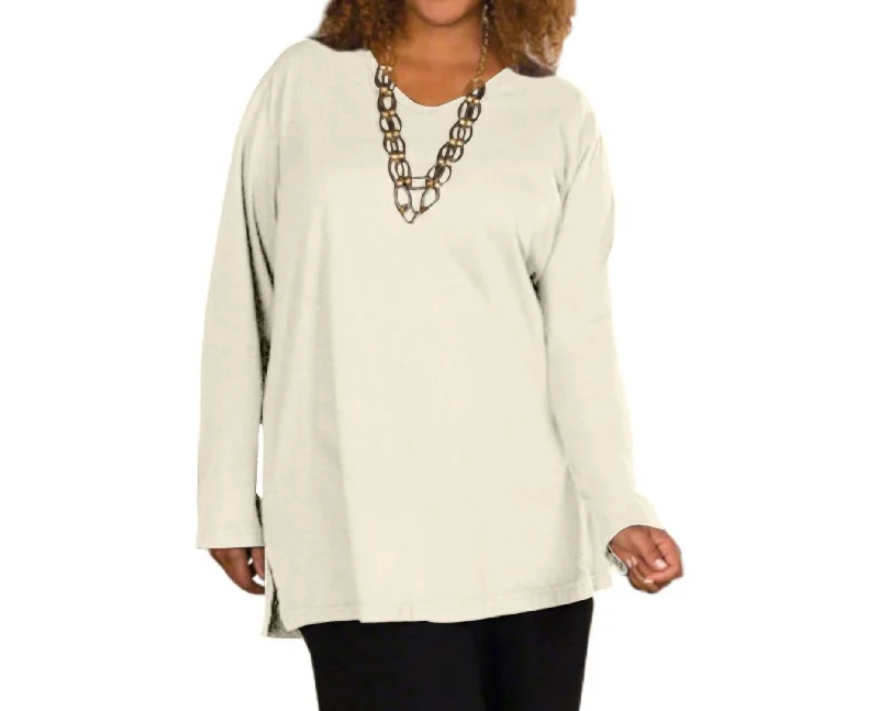 V-Neck Long Sleeve Tee - Plus In Arctic White Seasonal Trends