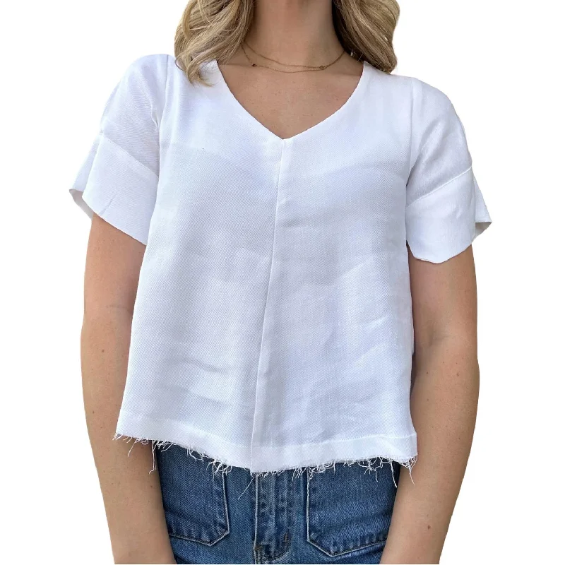 V-Neck Top In White Comfort Meets Fashion