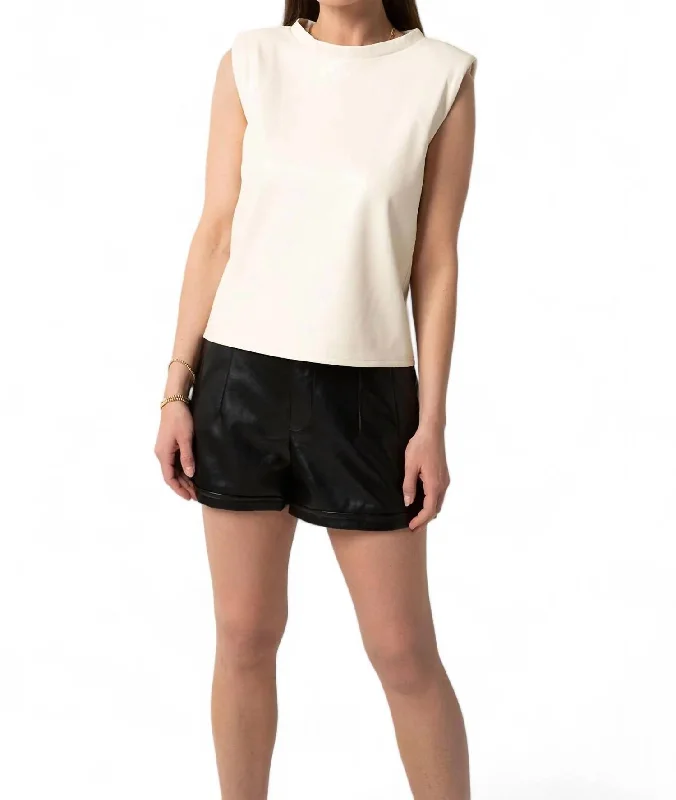 Veda Faux Leather Top In Pearled Ivory New Styles Just In