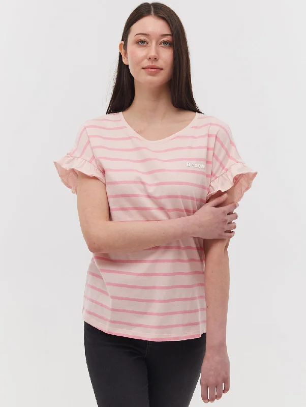 Velmina Ruffle Sleeve T-Shirt Casual Chic