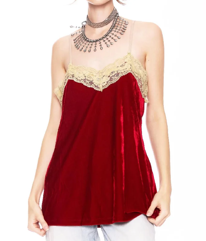 Velvet Dreams Tank Top In Ruby Red Brand Name Clothing Discount Extravaganza