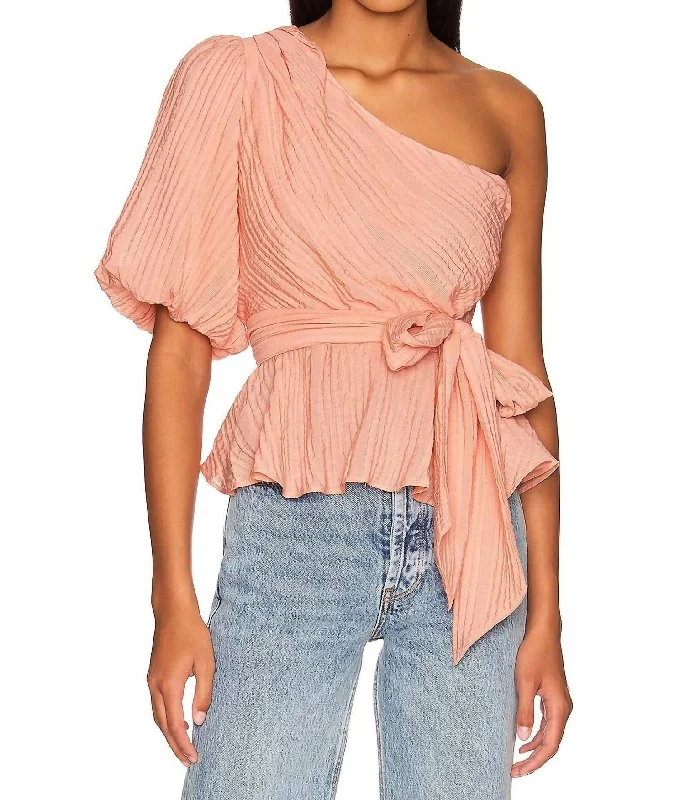 Vera One Shoulder Top In Rose Comfort Centric Apparel