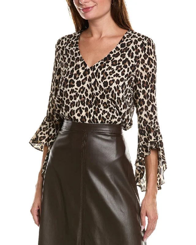 Vince Camuto V-Neck Flutter Sleeve Elegant Leopard Blouse Fashionista Favorites