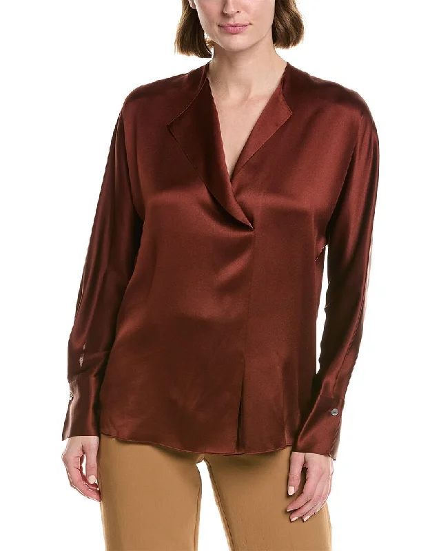 Vince Dolman Sleeve Draped Silk Blouse Trendy Street Style