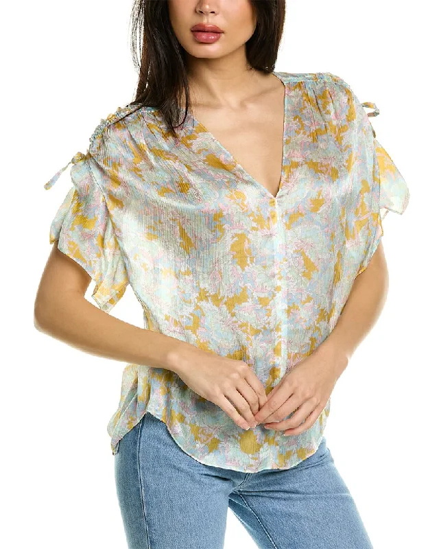 Vince Lotus Ruched Silk Blouse Celebrate With Big Savings