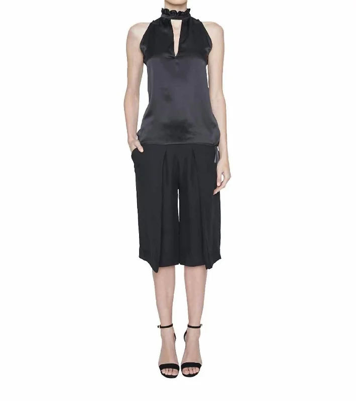 Vonne Silk Ruffled Blouse In Noir Runway Inspired Wear