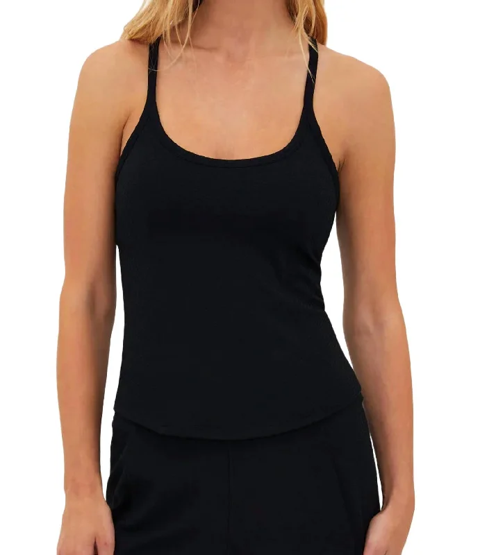 Waffle Beth Tank Top In Black End Of Season Sale