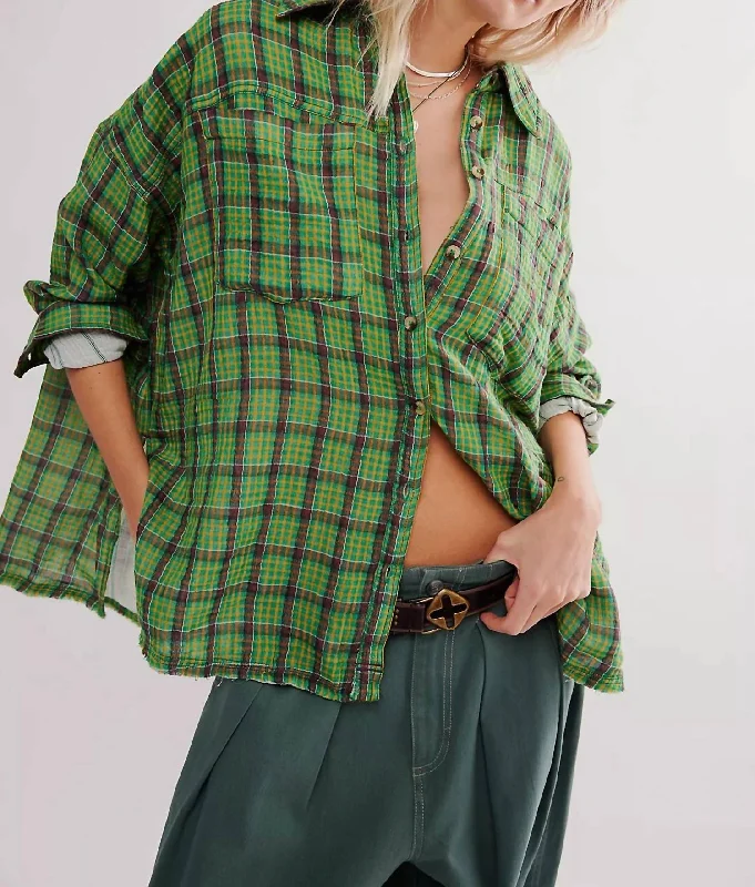 We The Free Cardiff Plaid Top In Green Combo Elevate Your Wardrobe