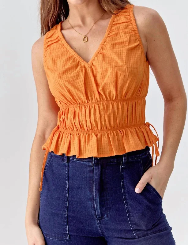 Whitney Textured Top In Orange Limited Time Offers