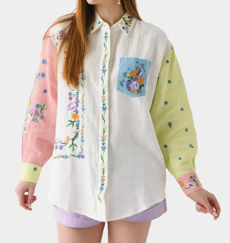 Willa Embroidered Shirt In Multi Wardrobe Update