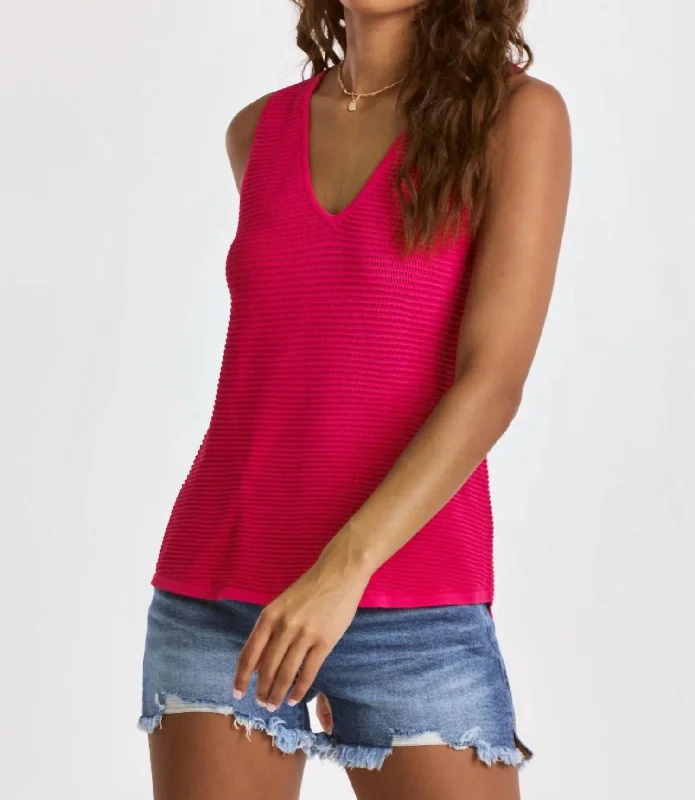 Willa V-Neck Tank In Pink Cyclamen Budget-Friendly Fashion