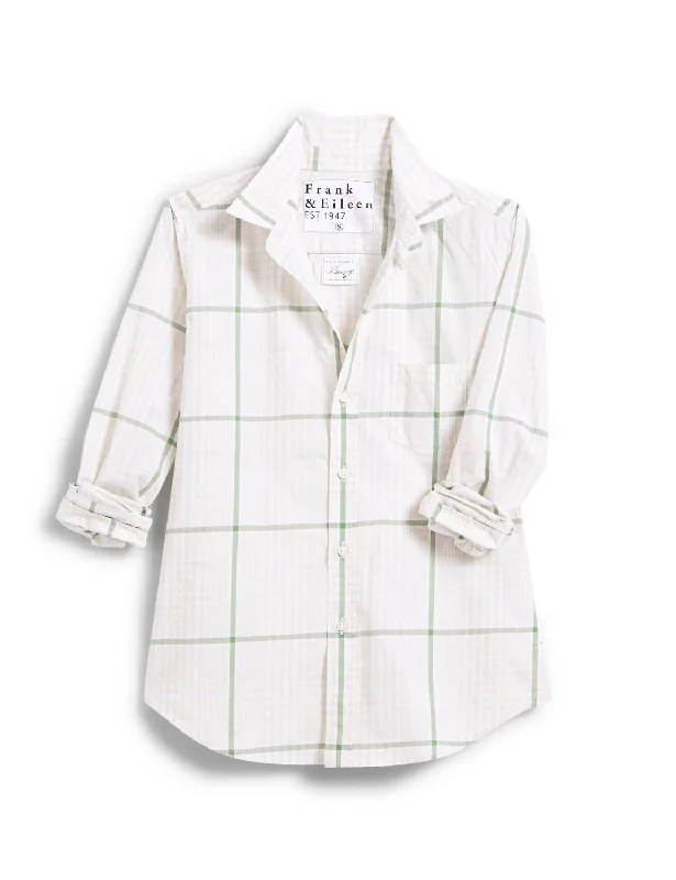 Women's Barry Tailored Button Up Shirt In Sand/green Plaid Trend Setting Threads