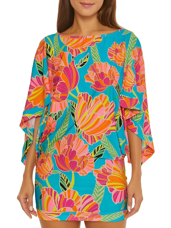 Womens Boatneck Printed Tunic Top Trend Setting Threads