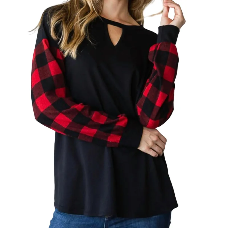 Women's Buffalo Plaid Long Sleeves In Red/black Seize Bargains