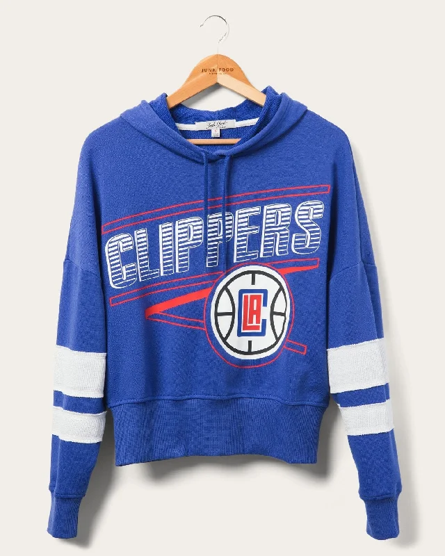 Women's Clippers Overtime Striped Fleece Hoodie Art Deco Geometric Pattern Look