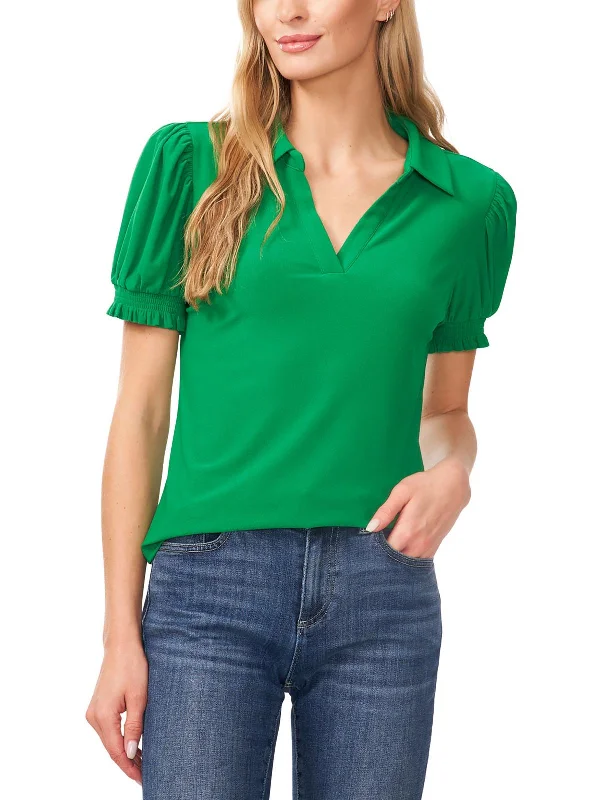 Womens Collar Split-Neck Blouse Mega Sales