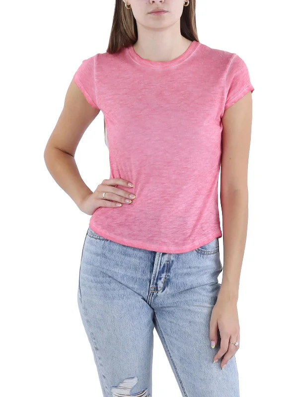 Womens Crewneck Short Sleeve Pullover Top Feminine Charm