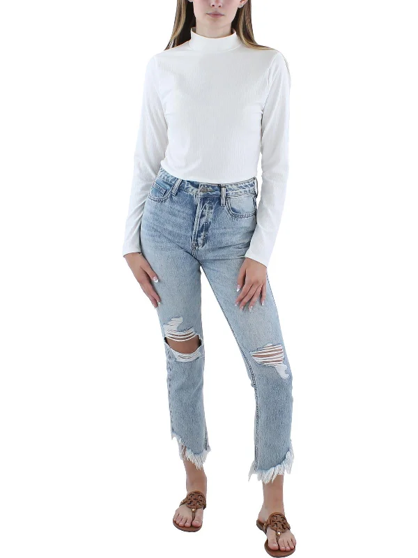 Womens Cropped Mock Neck Pullover Top Sale Event, Prices Rock