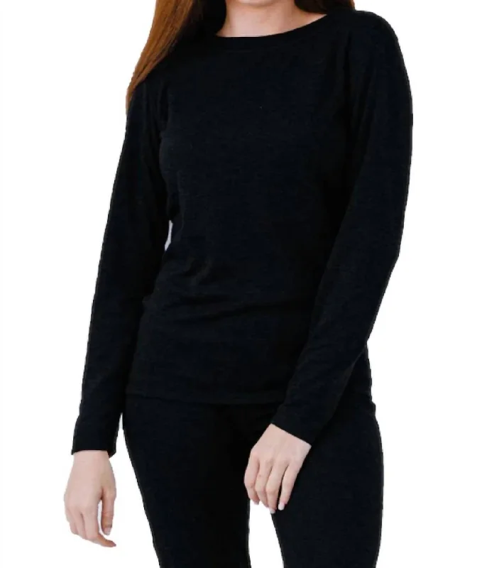 Women's Double Layer Crewneck Shirt In Black Chic & Cozy Apparel