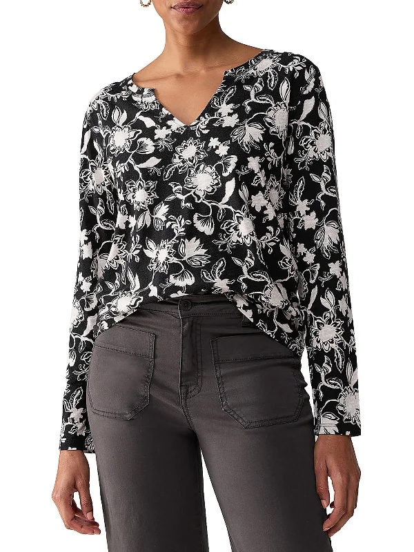 Womens Floral Print Long Sleeve Blouse High End Designer Brands Discount