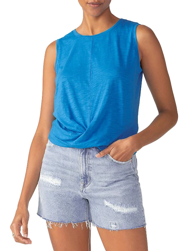 Womens Heathered Crewneck Tank Top Relaxed Style