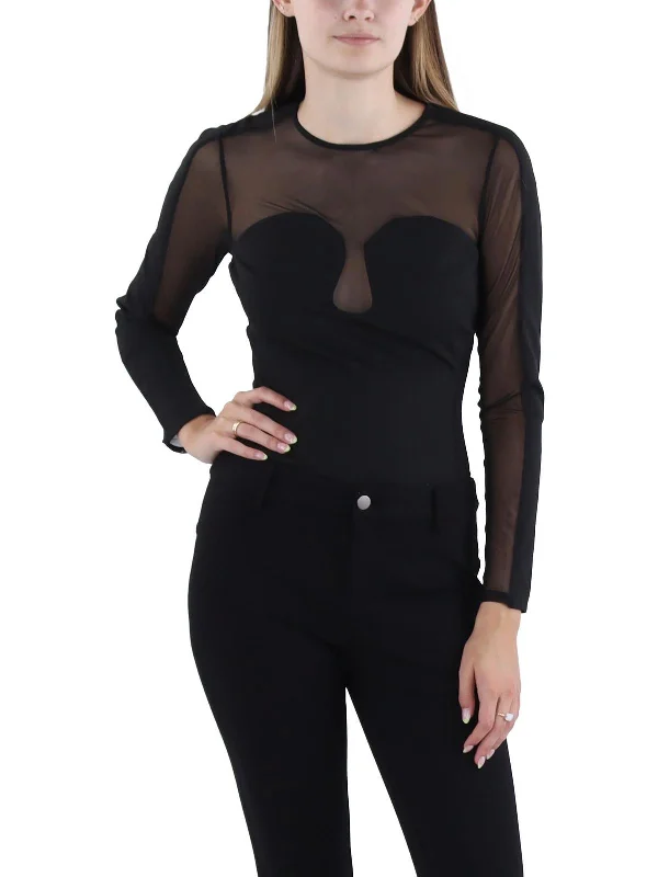 Womens Illusion Long Sleeve Bodysuit Summer Splash Sale