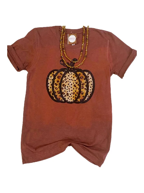 Women's Leopard Pumpkin Tee In Maroon Latest Fashion