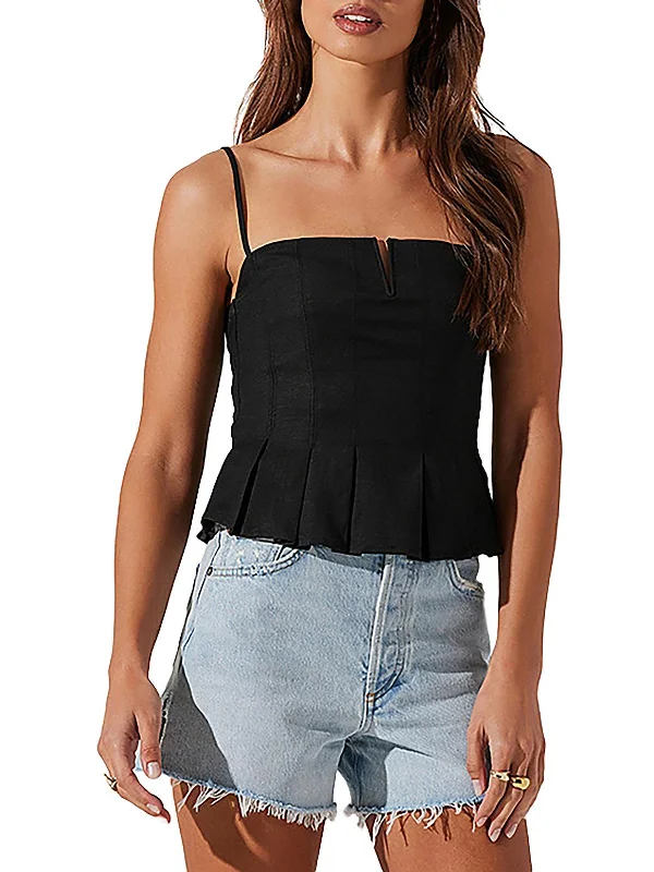 Womens Linen Blend Peplum Tank Top Shop Sale Items