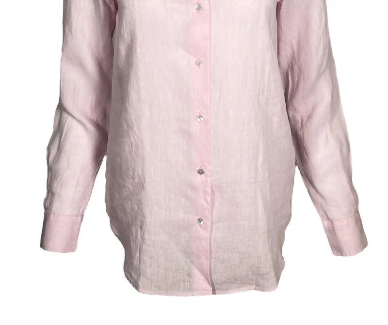 Women's Linen Blouse In Pink Fashion Frontiers