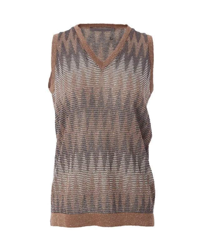 Women's Long V Neck Tank Top In Copper Summer Essentials