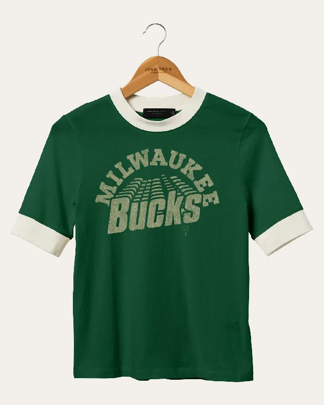 Women's NBA Milwaukee Bucks Slim Ringer Tee Classic Timeless Elegant Style