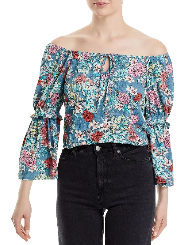 Womens Peasant Floral Print Blouse Exclusive Discount