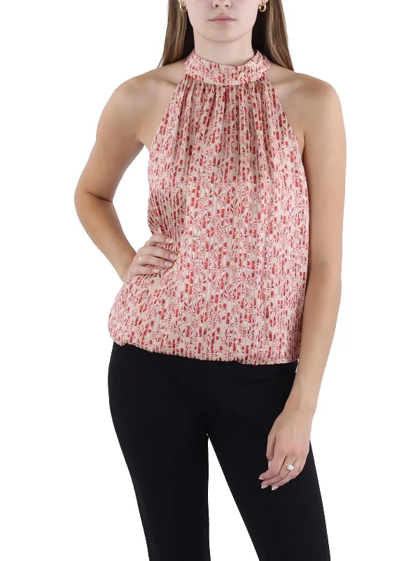 Womens Printed Banded Bottom Halter Top Grab Romantic Date - Night Styles Now