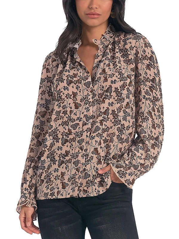 Womens Printed Long Sleeve Button-Down Top Trendy And Individual Women's Fashion