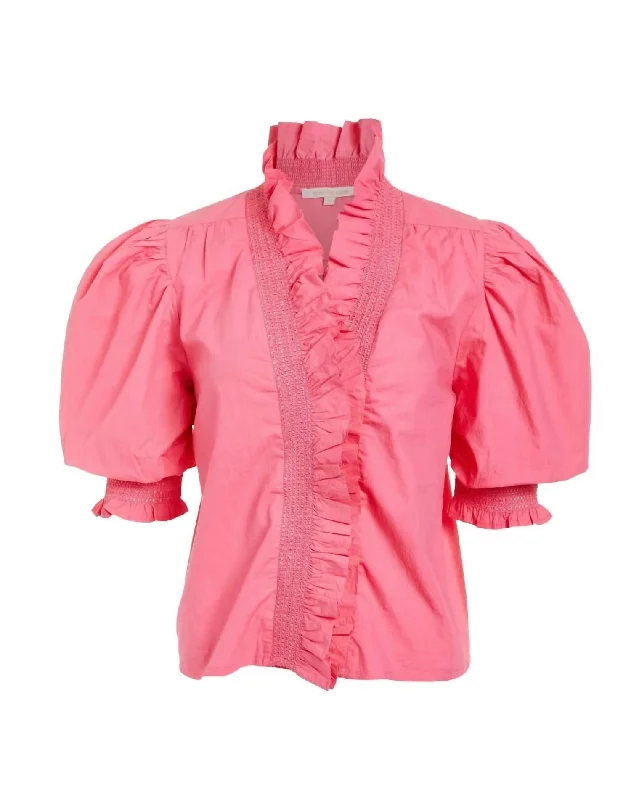 Women's Puff Sleeve Zuri Top In Pink Carnation Unbeatable Prices