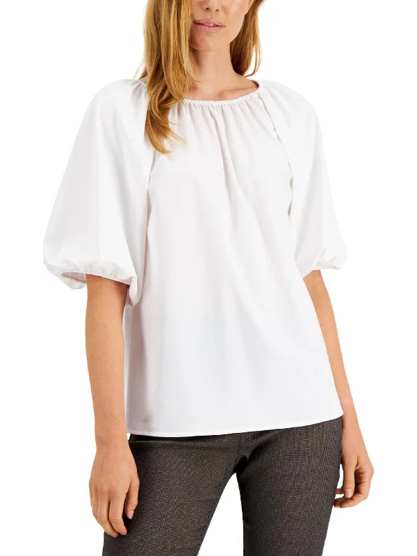 Womens Relaxed Fit Puff Sleeves Blouse Clearance Event