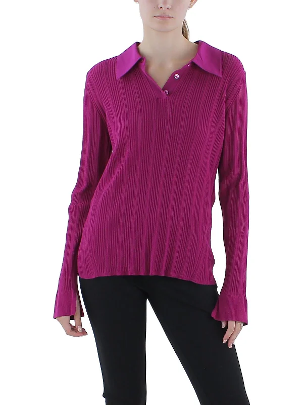 Womens Ribbed Cotton Henley Style Versatile Women's Collection