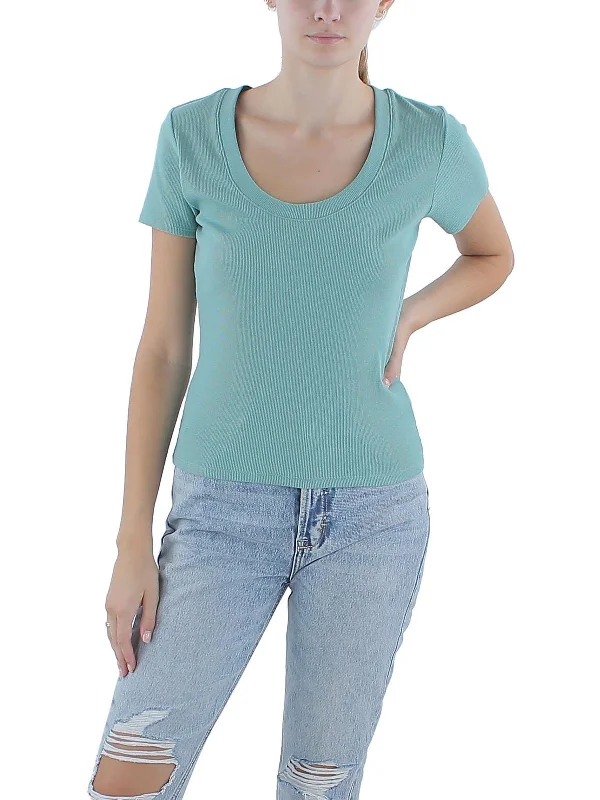 Womens Ribbed Scoop Neck T-Shirt Trend Driven Wardrobe